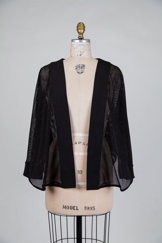 Black mesh batwing sleeve jacket (S)