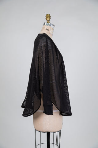 Black mesh batwing sleeve jacket (S)
