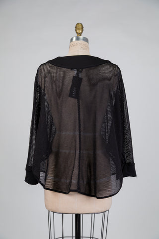Black mesh batwing sleeve jacket (S)