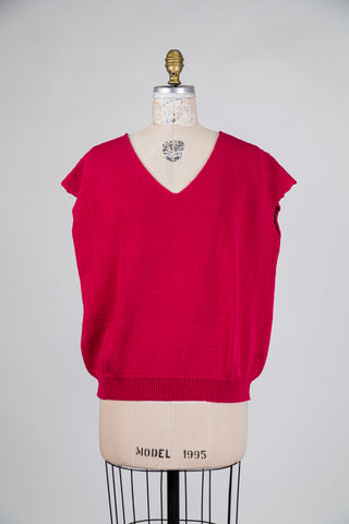 Débardeur en tricot rose framboise (TU)