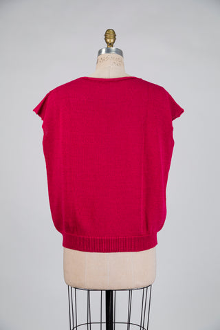 Débardeur en tricot rose framboise (TU)