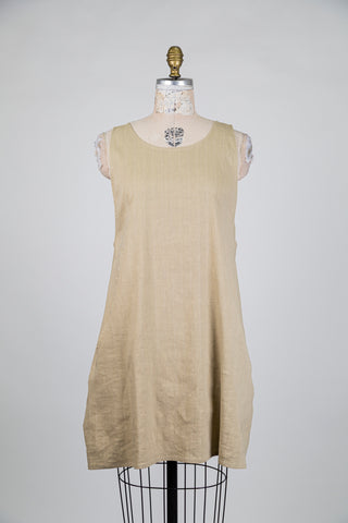 Robe beige sable effet salopette (L+XL)