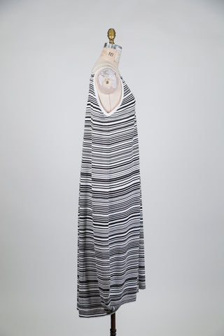 Robe ballon blanche en tricot à rayures noires (TU)