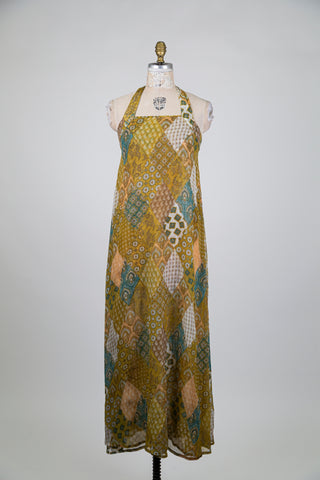 Robe licou verte à imprimé patchwork (S/M/XL)