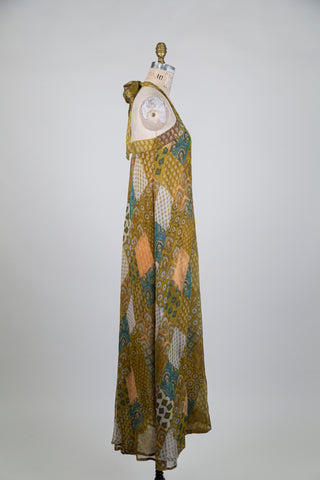 Robe licou verte à imprimé patchwork (S/M/XL)