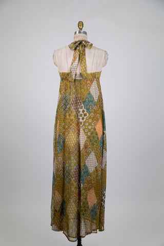 Robe licou verte à imprimé patchwork (S/M/XL)