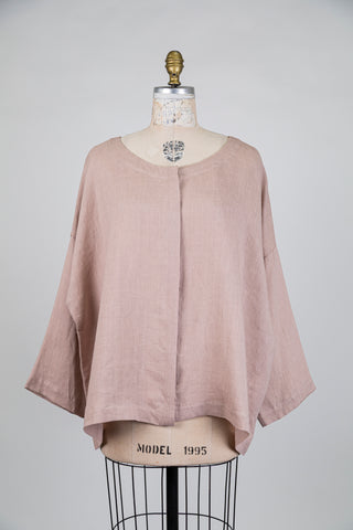 Chemisier oversized en lin rose thé (TU)