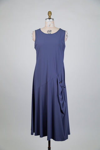 Robe trapèze bleu ardoise à poche modulable (XL)