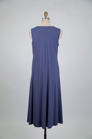 Robe trapèze bleu ardoise à poche modulable (XL)