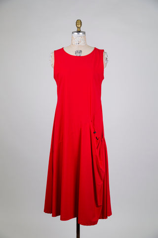 Robe trapèze rouge vif à poche modulable (XL)