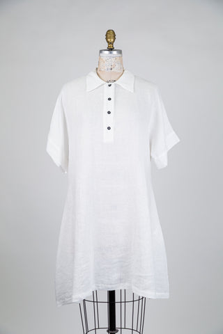Robe chemisier en lin blanc (S)