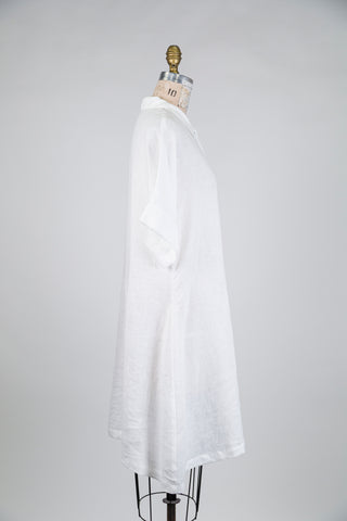 Robe chemisier en lin blanc (S)