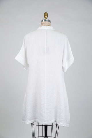 Robe chemisier en lin blanc (S)