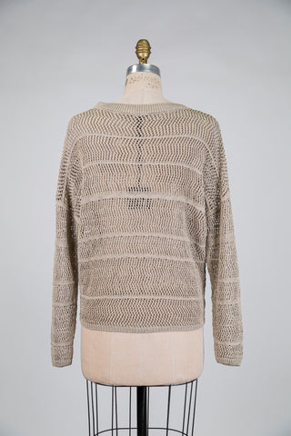 Latte beige openwork knit sweater (OS)