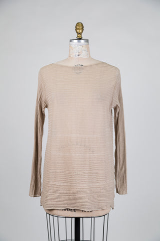 Fine ribbed latte beige knit tunic (OS)