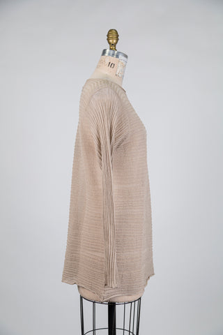 Fine ribbed latte beige knit tunic (OS)