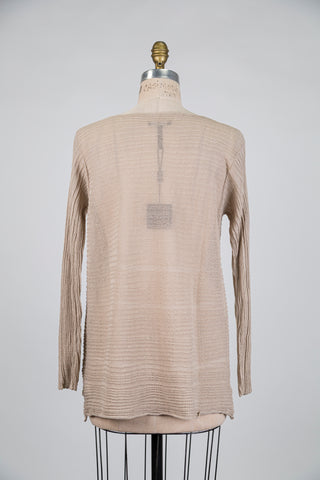 Fine ribbed latte beige knit tunic (OS)