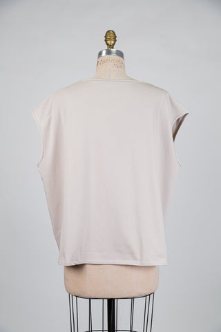 Débardeur en coton beige sable (XL)