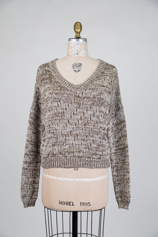 Mottled ecru knit sweater (OS)