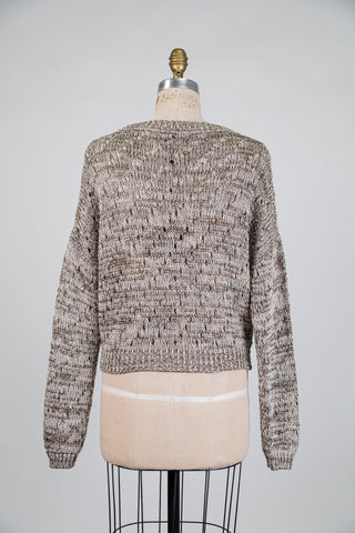 Mottled ecru knit sweater (OS)