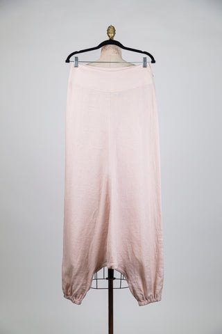 Pantalon sarouel éléphant en lin rose poudre (S)