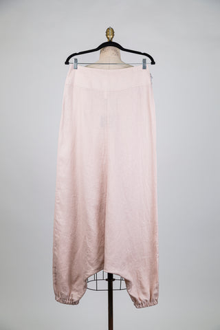Pantalon sarouel éléphant en lin rose poudre (S)