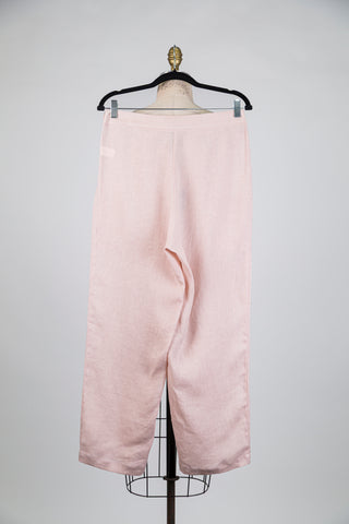 Pantalon effet portefeuille en lin rose (S)