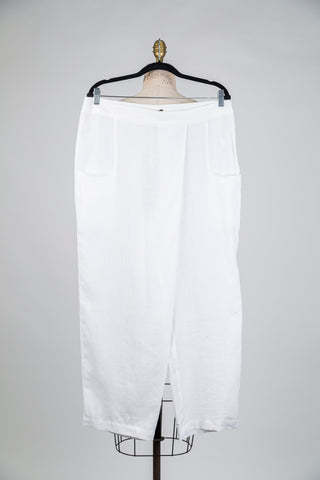 Pantalon effet portefeuille en lin blanc (L)