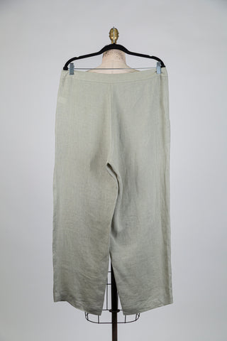Sage Green Linen Wrap Trousers (L)