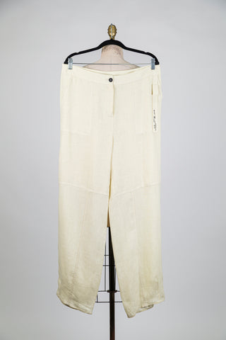 Pantalon en lin jaune doux (L)