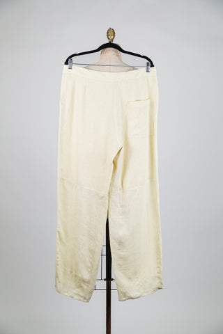 Pantalon en lin jaune doux (L)