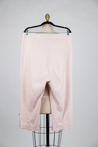 Pantalon sarouel en lin stretch rose poudre (L)