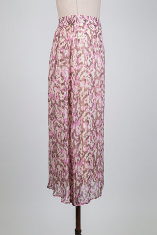 Jupe en chiffon rose crème abstrait (6)
