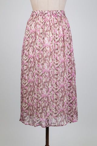 Jupe en chiffon rose crème abstrait (6)