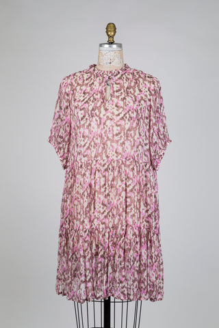 Abstract cream pink chiffon dress (6)