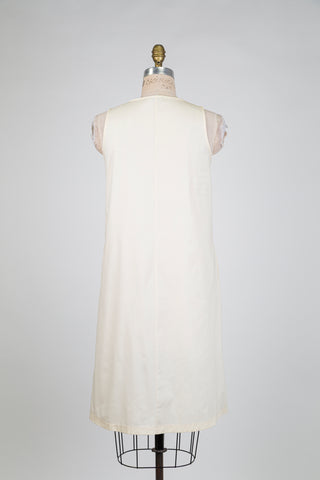 Ivory dress with box pleats (S)