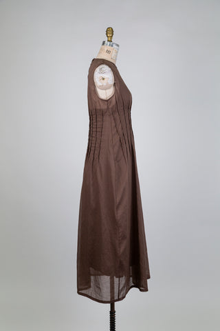 Robe diaphane brune à taille plissée (S)