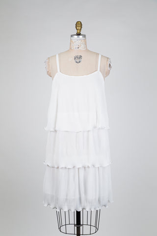 Pure white pleated ruffled dress (6)