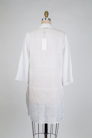 Veste kimono blanche à broderie arabesque (S)