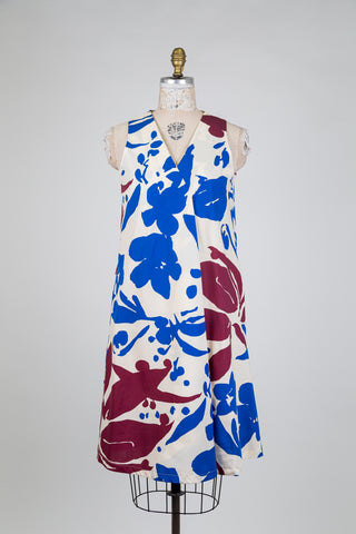 Ivory tropical floral print dress (S)
