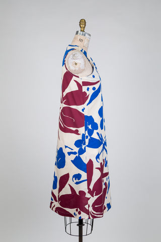 Ivory tropical floral print dress (S)