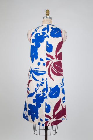 Ivory tropical floral print dress (S)