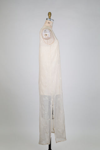 Robe crème en voile brodé floral (S)