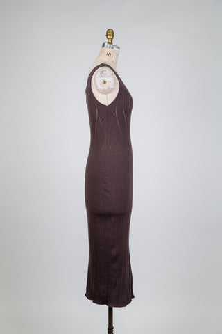 Robe brun espresso côtelée ajustée (S)