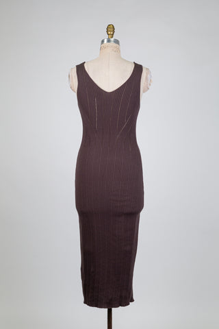 Robe brun espresso côtelée ajustée (S)