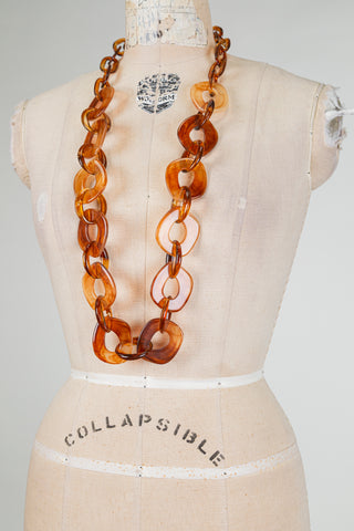XXL amber-colored chain necklace (OS)