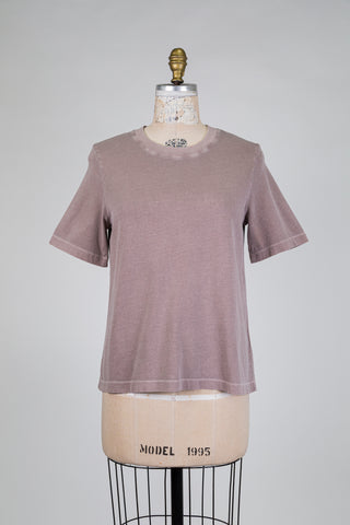 T-shirt en coton taupe rosé délavé (M)