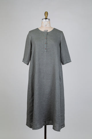 Loose linen mist grey dress (S)