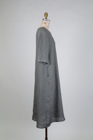 Loose linen mist grey dress (S)