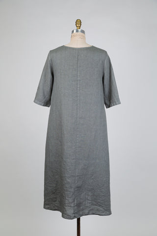 Loose linen mist grey dress (S)